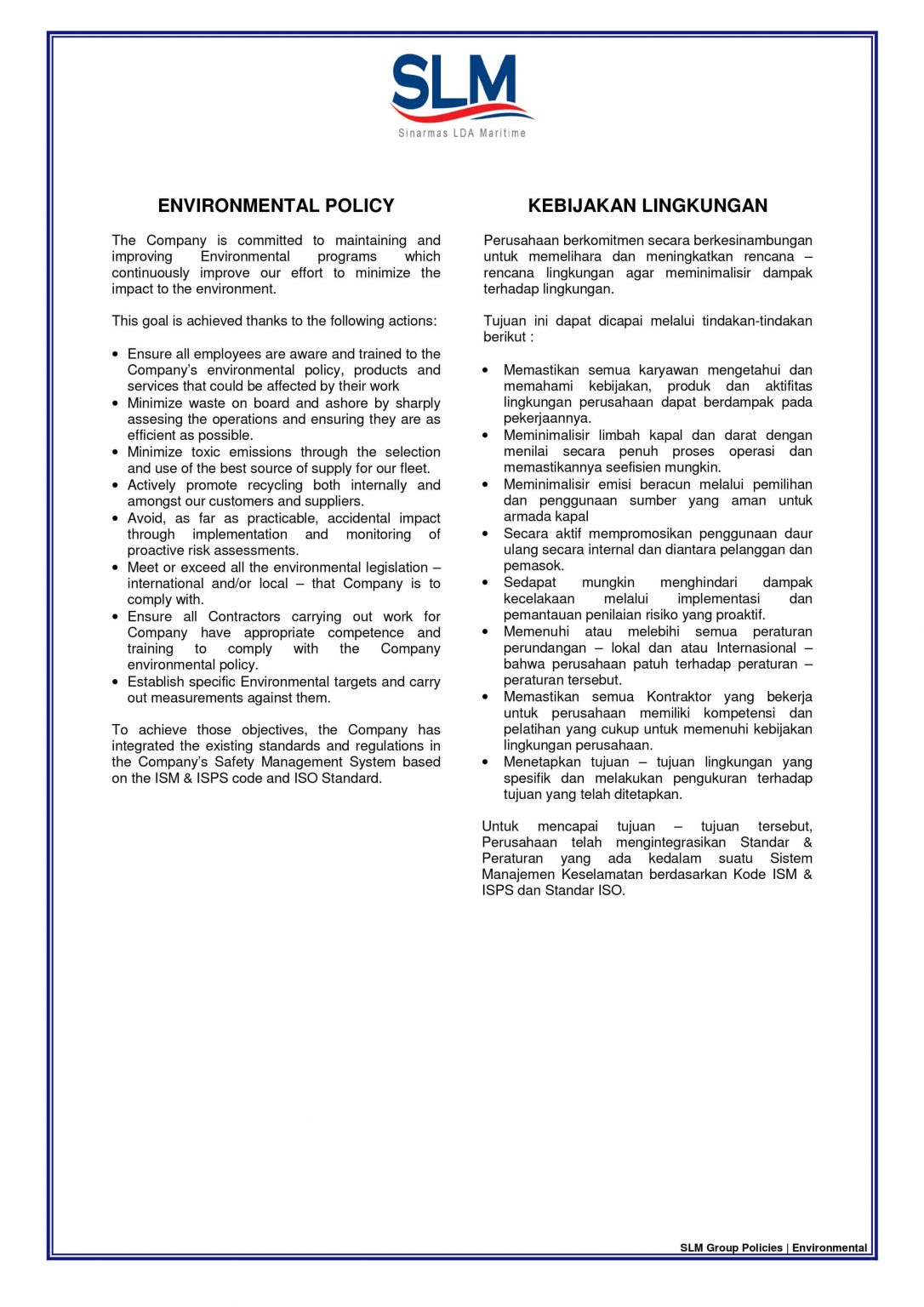 Qhse Sinarmas Lda Maritime